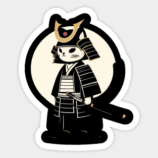 Kawaii Cat Anime Japanese Retro Samurai Novelty Funny Cat Sticker